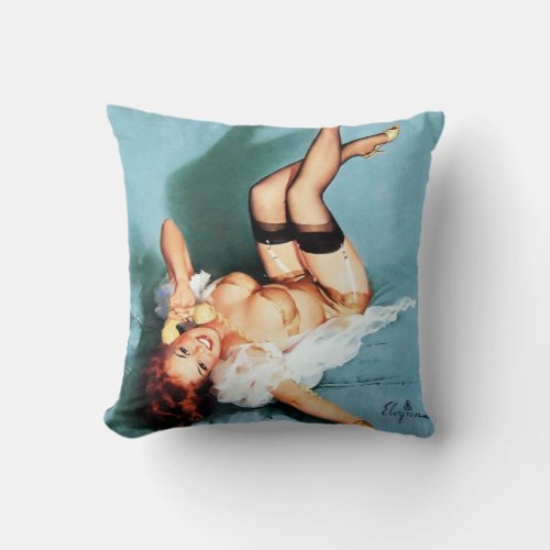 Classic 1950s Vintage Pin Up Girl_On The P Throw Pillow