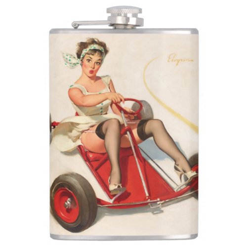 Classic 1950s Vintage Pin Up Girl wall art Hip Flask