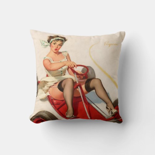 Classic 1950s Vintage Pin Up Girl wall art Throw Pillow