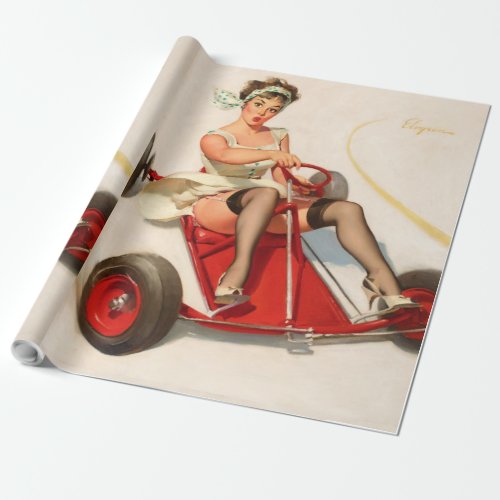 Classic 1950s Vintage Pin Up Girl wall art Wrapping Paper