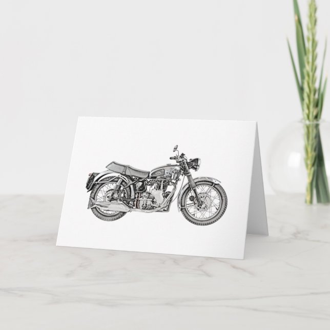 Classic 1952 Velocette Venom Motorbike Drawing Card (Front)