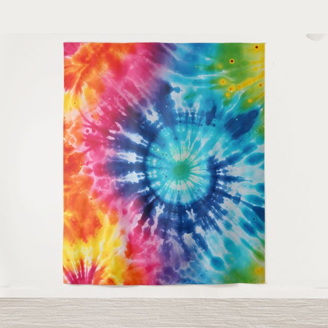 Classic 1960s Rainbow Tie Dye Style  Tapestry (Front)