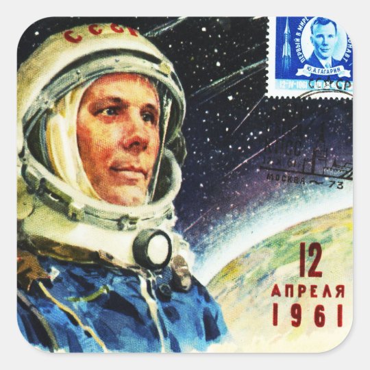 CLASSIC 1960s SPACE RACE ASTRONAUT Square Sticker | Zazzle.com