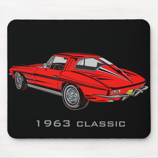 Classic 1963 Red Corvette Design Mousepad (Front)