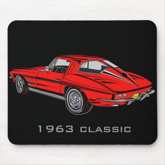 Classic 1963 Red Corvette Design Mousepad