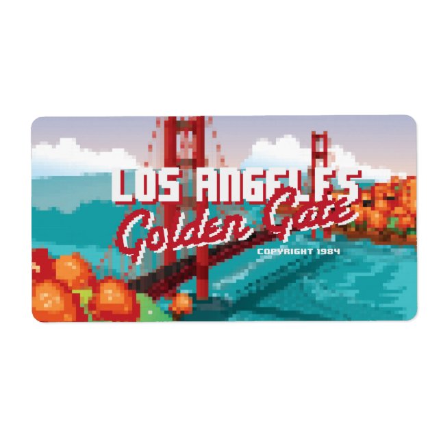 Classic 1980s L.A Golden Gate Video game box art Label (Front)