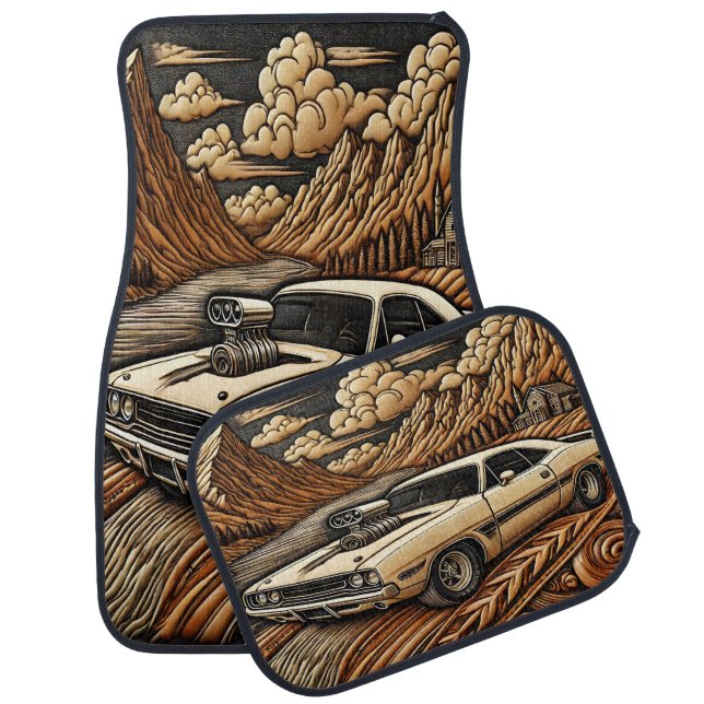 Classic 1980s Muscle Car Drive Floor Mat (Set)