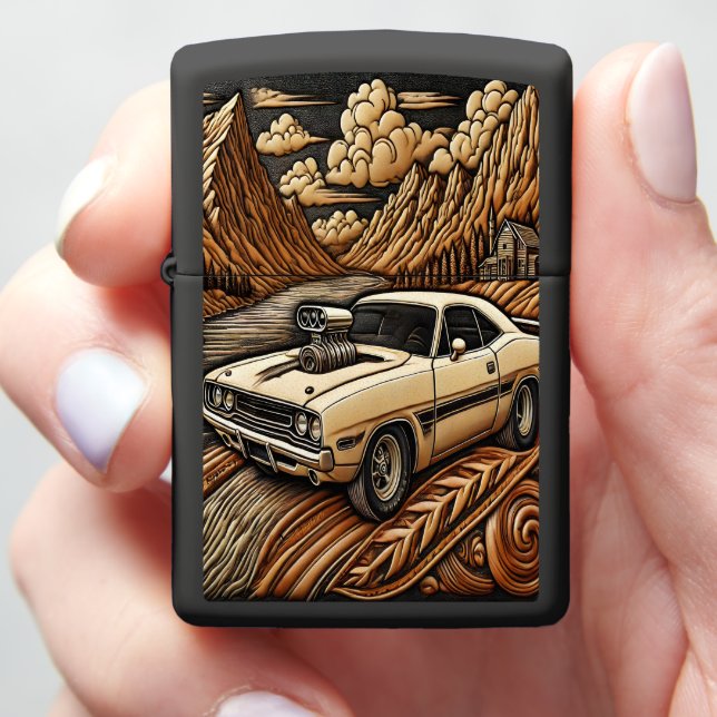 Classic 1980s Muscle Car Drive Zippo Lighter (In Hand)
