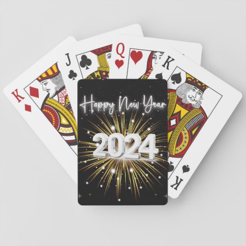Classic 2024 Happy New Year Playing Cards