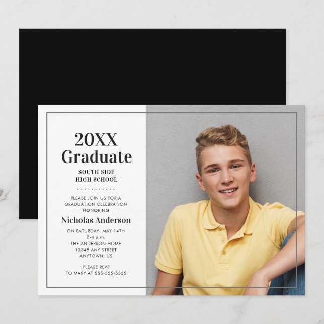 Classic 2026 Graduate Photo Graduation Invitation (Front/Back)