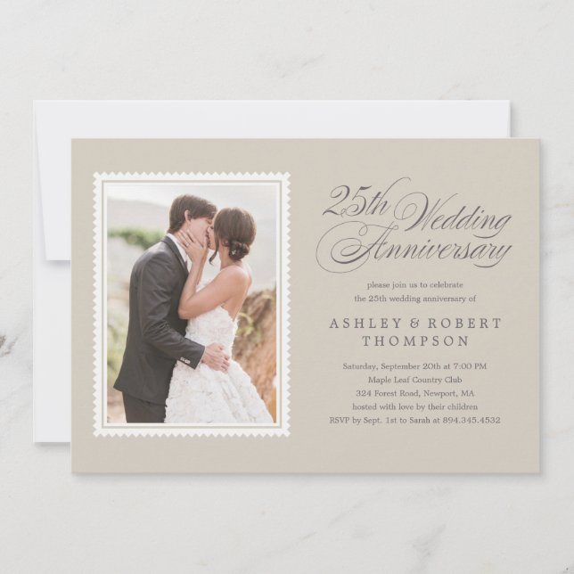 Classic 25th Anniversary Photo Invitations (Front)