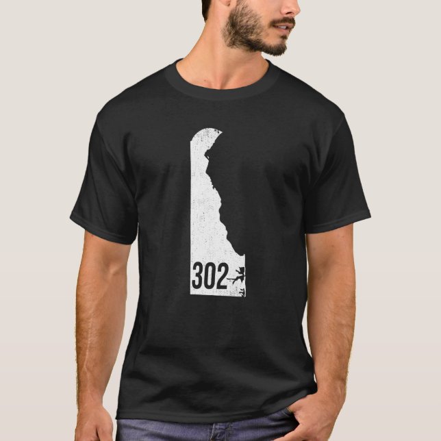 Classic 302 Delaware Pride Outline State Area Code T-Shirt (Front)
