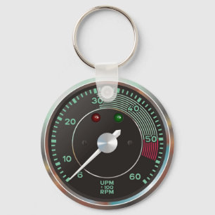 Classic 356 rev counter, old air-cooled sports car keychain