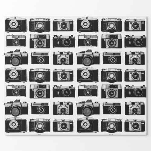 CLASSIC 35mm PHOTO FILM CAMERAS PATTERN Wrapping Paper