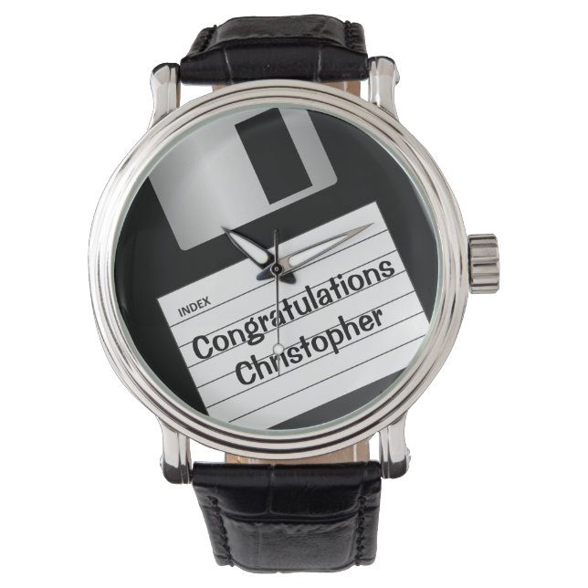 Classic 3.5" Floppy Disk Personalized Men's Watch (Front)