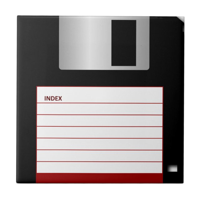 Classic 3.5" Red Floppy Disk Ceramic Tile (Front)