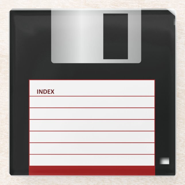 Classic 3.5" Red Floppy Disk Glass Coasters (Front)