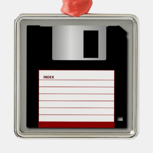 Classic 35 Red Floppy Disk Metal Ornament