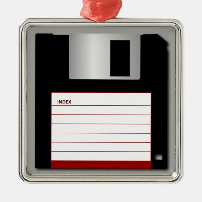 Classic 3.5" Red Floppy Disk Metal Ornament (Front)