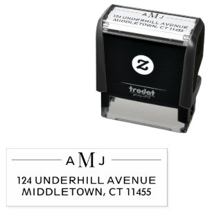 Classic 3-Letter Monogram Custom Return Address Self-inking Stamp