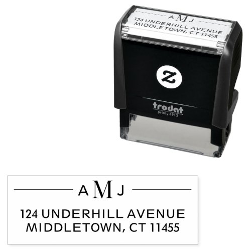 Classic 3-Letter Monogram Custom Return Address Self-inking Stamp