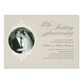 Classic 40th Anniversary Photo Sandstone Invites