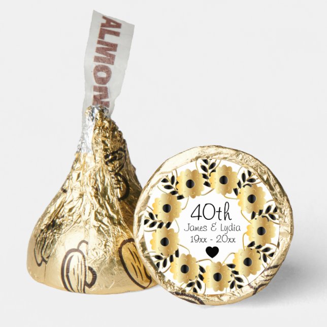 Classic 40th Wedding Anniversary Gold & Black  Hershey®'s Kisses® (Front)