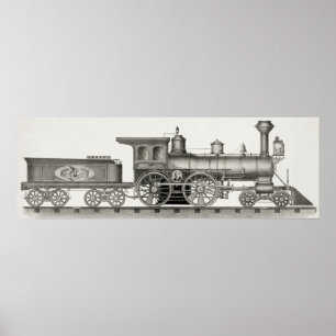 Classic 4-4-0 American locomotive Poster