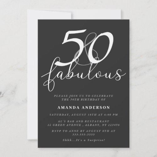 Classic 50  Fabulous 50th Birthday Party Invitation