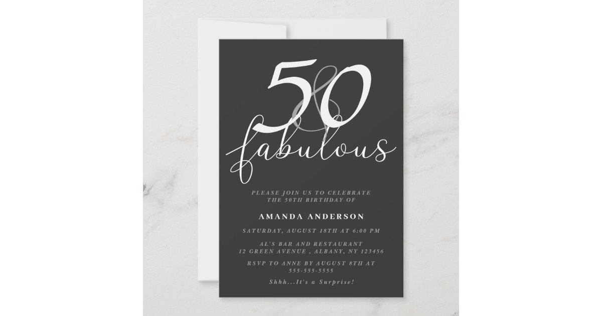 Classic 50 And Fabulous 50th Birthday Party Invitation Zazzle