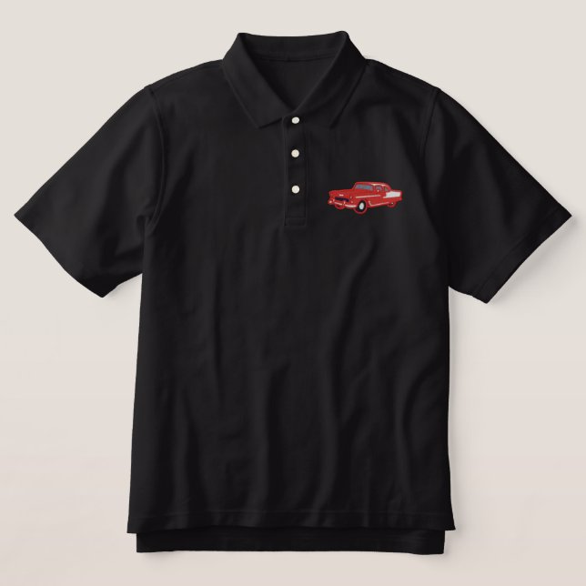 Classic 50's Car Embroidered Polo Shirt (Design Front)