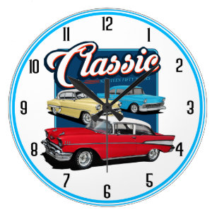 Large Classic Car Pit Stop Design Wall Clock New and Boxed 