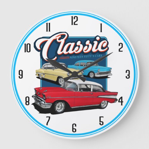 Classic 50s Cars Large Clock