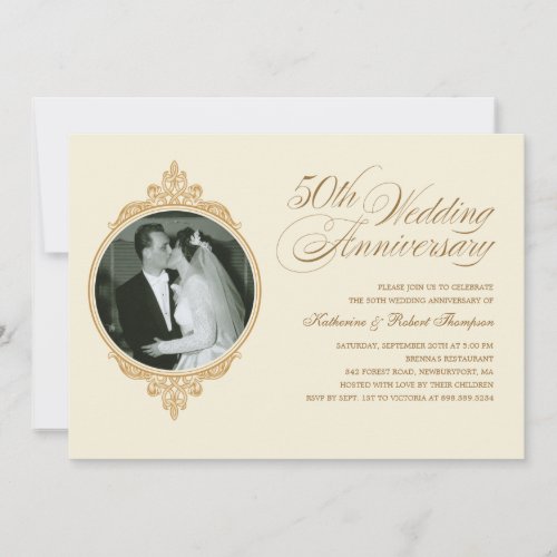 Classic 50th Anniversary Photo Invitations