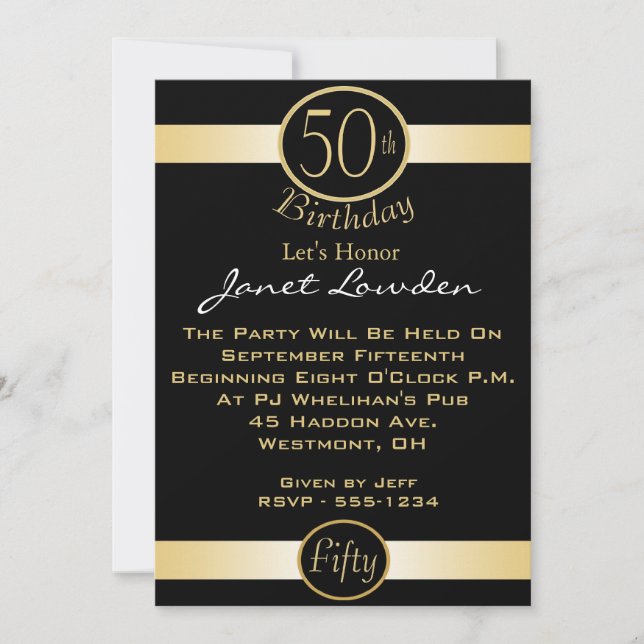 Classic 50th Birthday Party Invitations (Front)