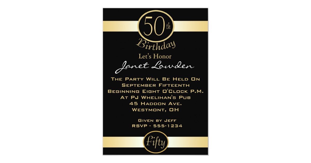 Classic 50th Birthday Party Invitations | Zazzle