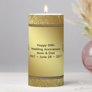 Classic 50th Wedding Anniversary 3x6 Pillar Candle