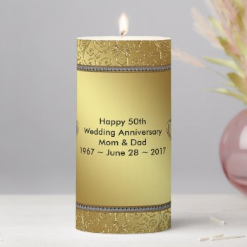 Classic 50th Wedding Anniversary 3x6 Pillar Candle by Digitalbcon at Zazzle