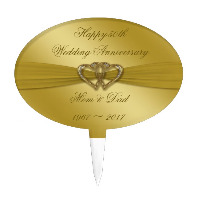 Classic 50th Wedding Anniversary Cake Topper (Front)