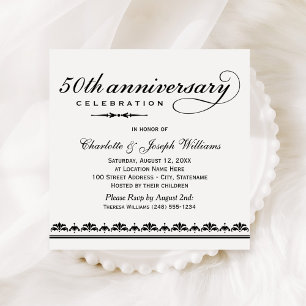 Classic 50th Wedding Anniversary Celebration Invitation