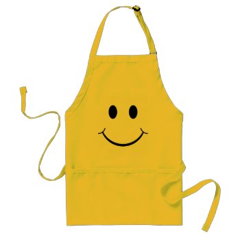 Classic 70's Yellow Happy Face Adult Apron by InsideOut_Tees at Zazzle