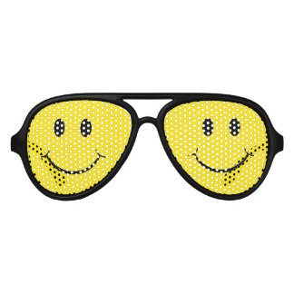 Classic 70's Yellow Happy Face Aviator Sunglasses