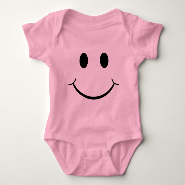 Classic 70's Yellow Happy Face Baby Bodysuit (Front)