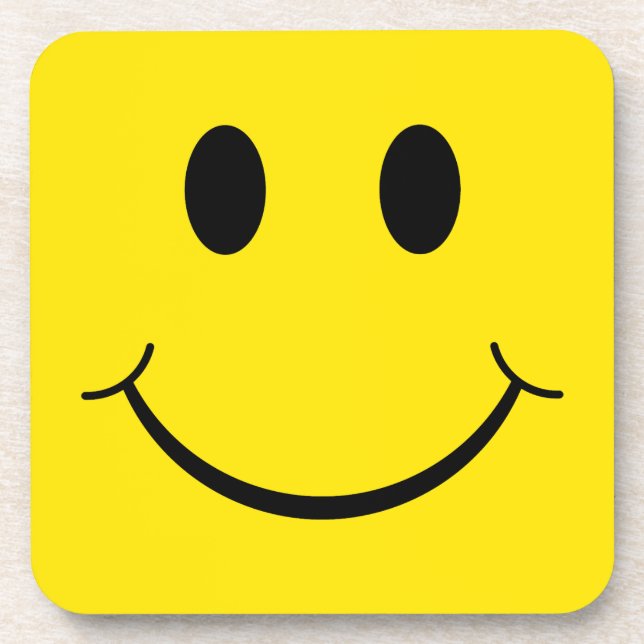 Classic 70's Yellow Happy Face Drink Coaster (Front)