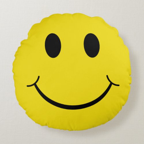 Classic 70s Yellow Happy Face Round Pillow