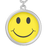 Classic 70&#39;s Yellow Happy Face Silver Plated Necklace at Zazzle