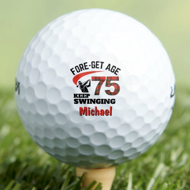 Classic 75th Birthday for Dad, Red Plaid Legendary Golf Balls (Creator Uploaded)