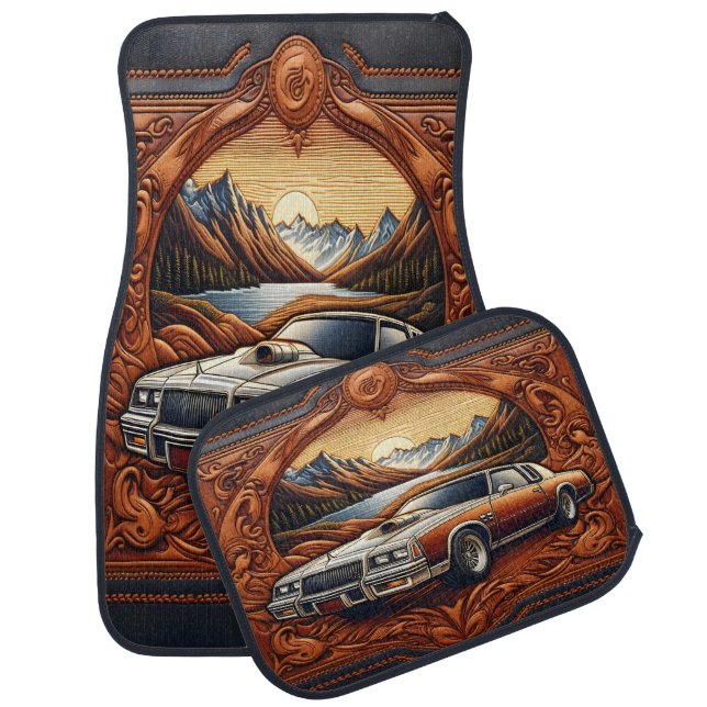 Classic 80s Car in Scenic Dream Car Floor Mat (Set)