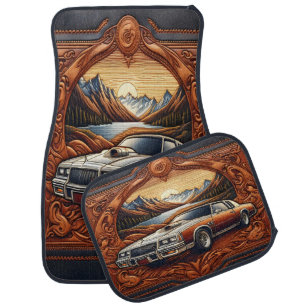 Classic 80s Car in Scenic Dream Floor Mat