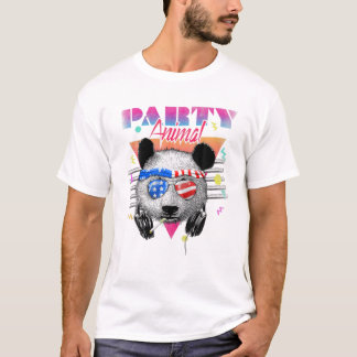 Classic 80'S Party Animal Panda In Sunglasses, Ret T-Shirt